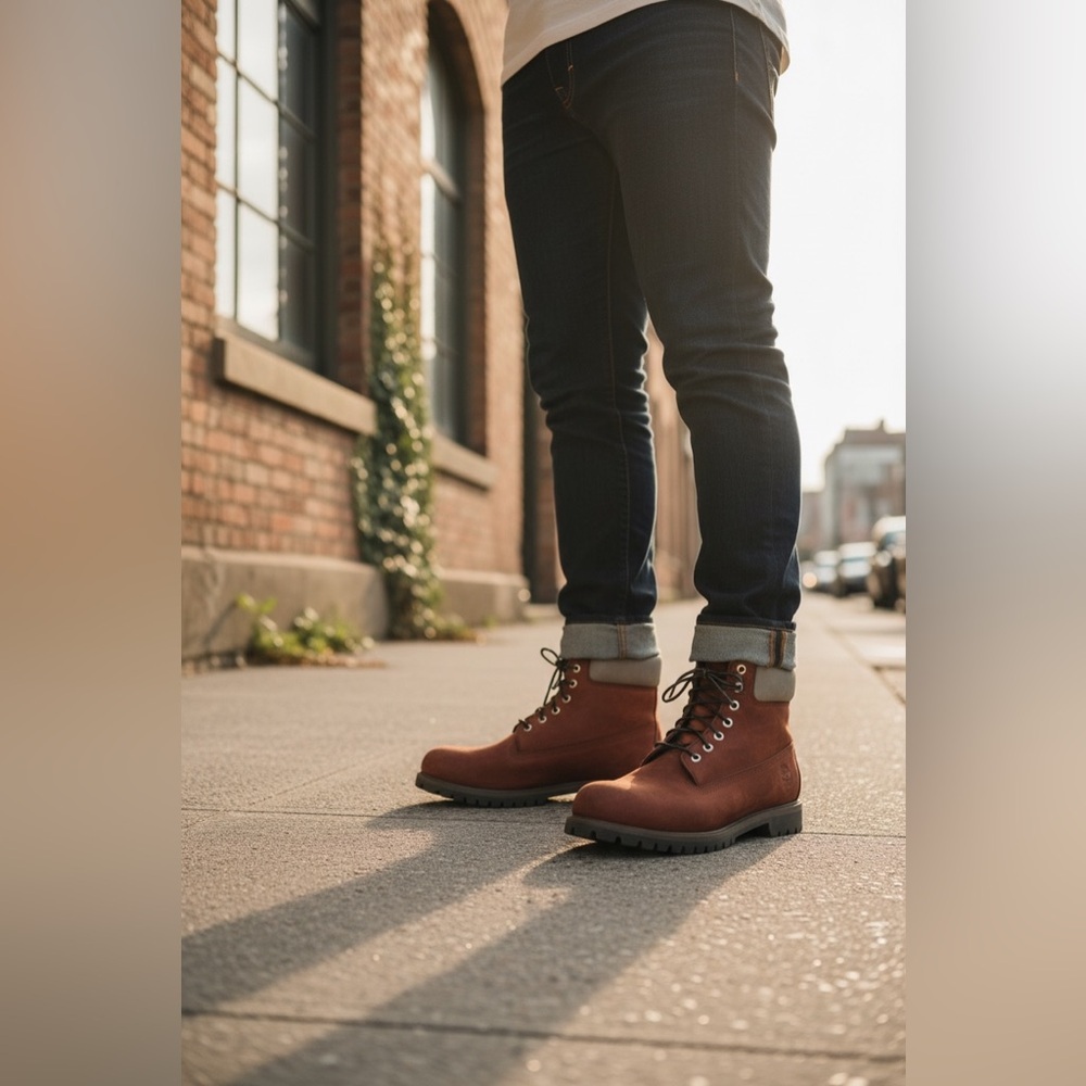Timberland 6-Inch Premium waterproof boot, in a "Sweet Potato" colorway. Size 13